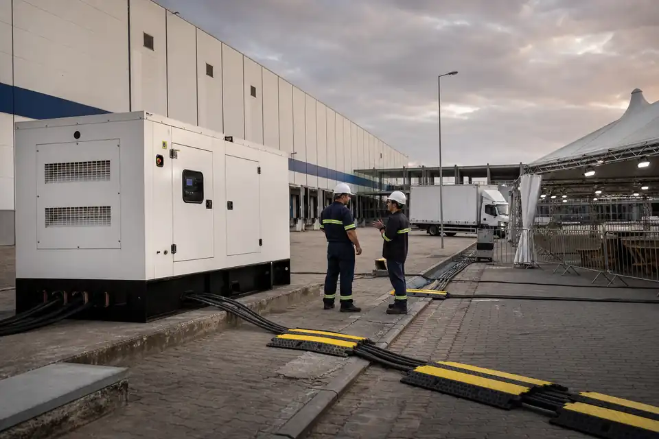 Aluguel de gerador no DF apoiando energia temporária em instalação empresarial